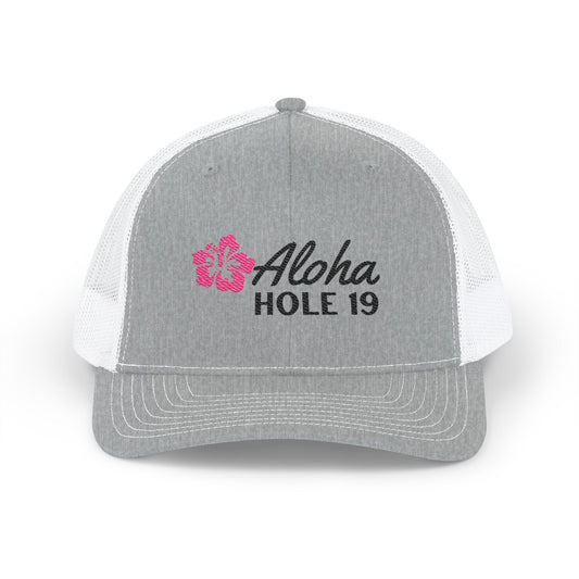 Aloha Hole 19 Snapback Trucker Cap (Embroidery)
