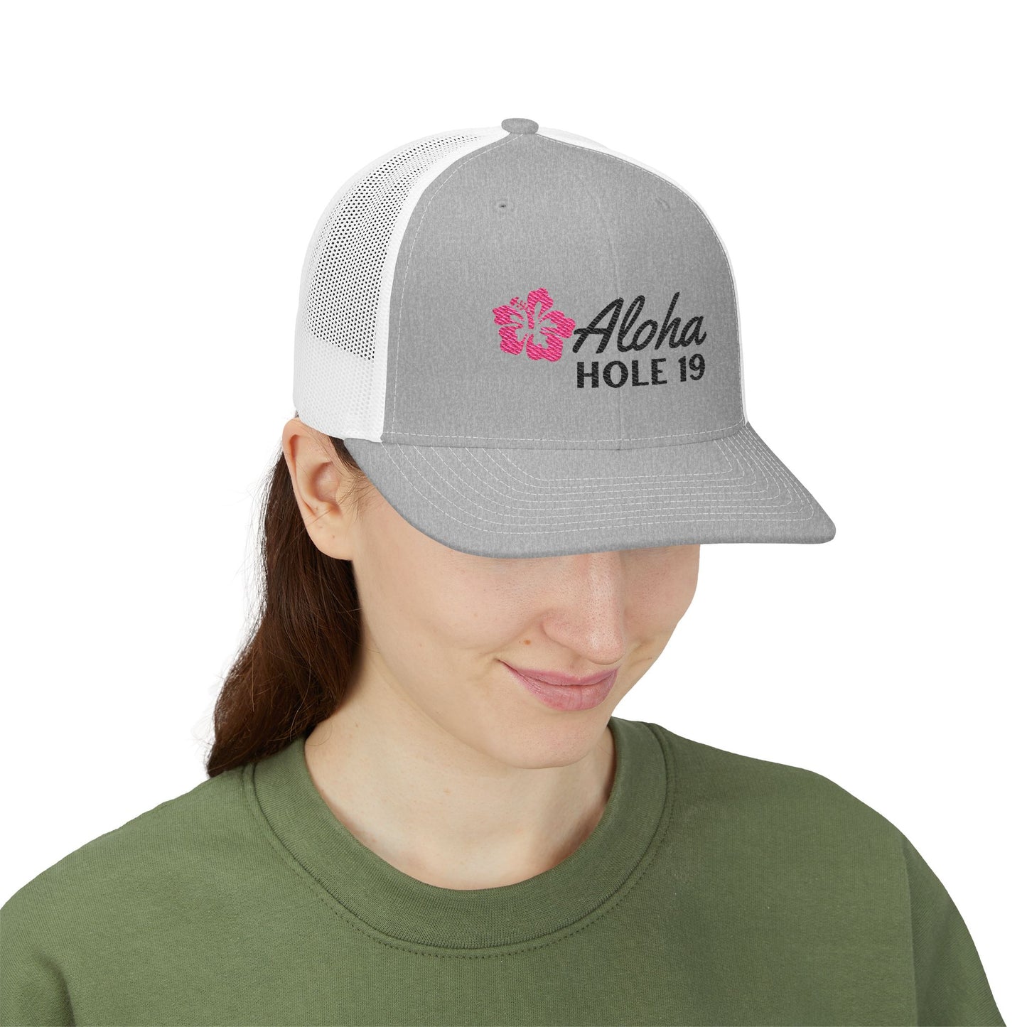 Aloha Hole 19 Snapback Trucker Cap (Embroidery)